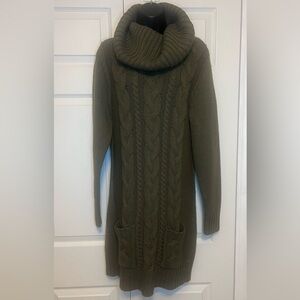 VENUS Olive Green Cowl Neck Cable Knit Sweater Dress M
